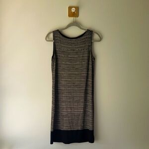 J. Jill Wearever Dress XS Black Gray Stripes Sheath Comfy Casual Travel ** Flaw